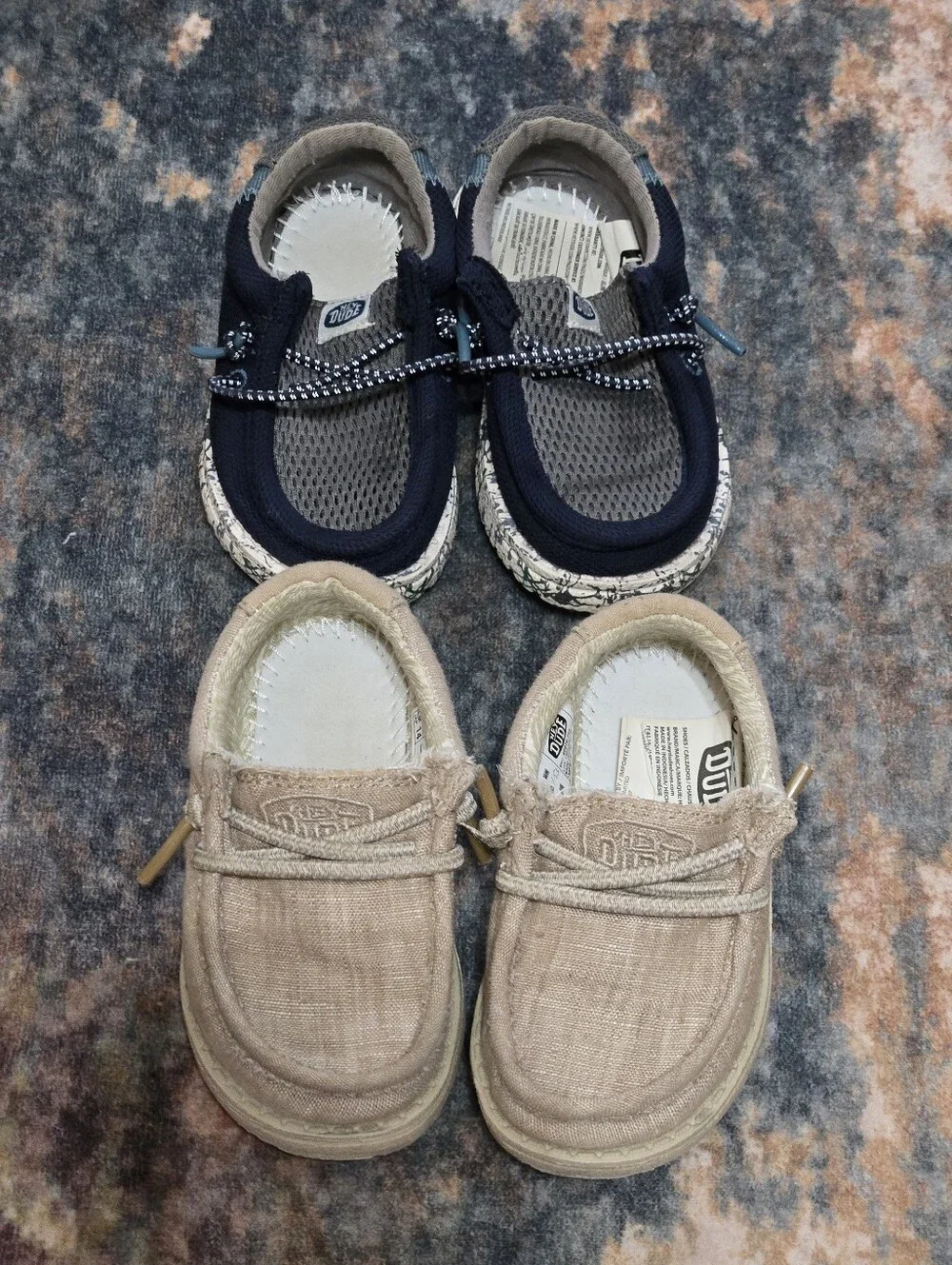 Toddler HEYDUDE Wally Loafer Shoe Bundle 2 Pairs Navy & Tan